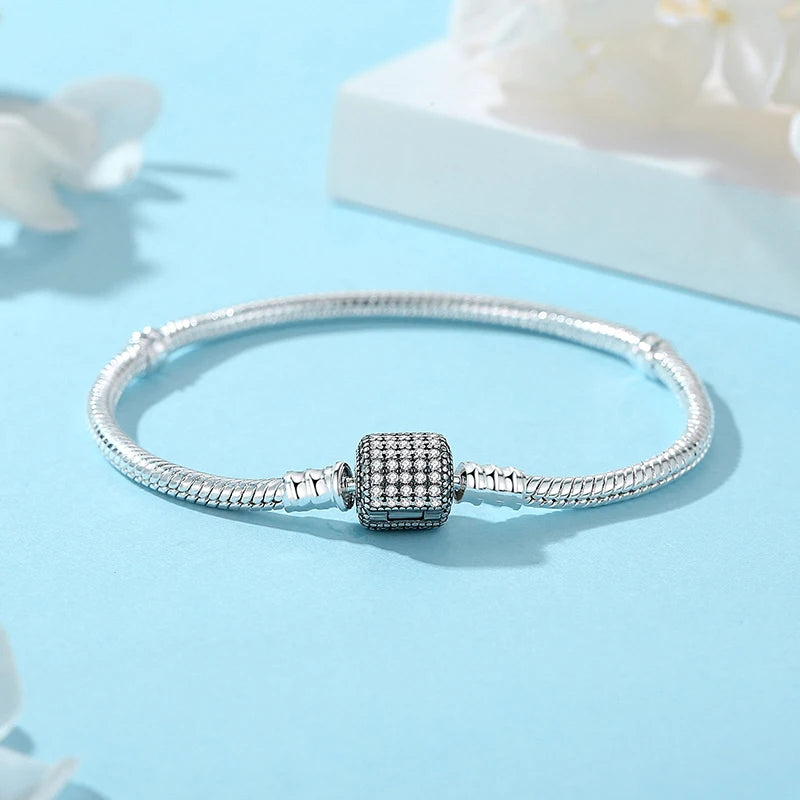 Bracciale 925 Sterling Silver – Snake Chain con Charm Cuore