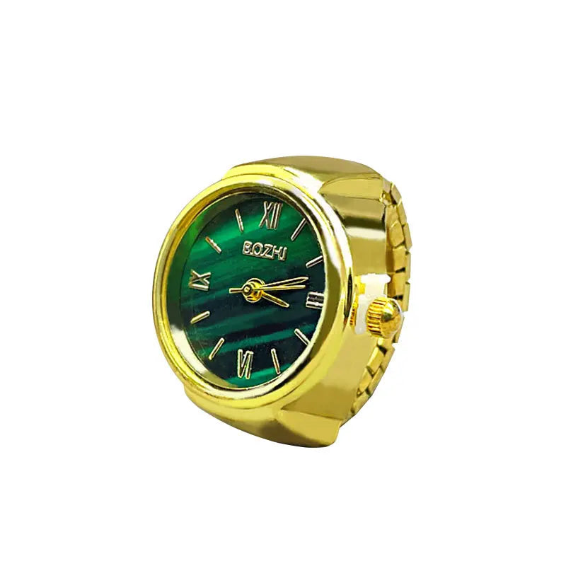 Anello Orologio Verde per Coppie – Design Creativo in Lega con Quadrante Rotondo