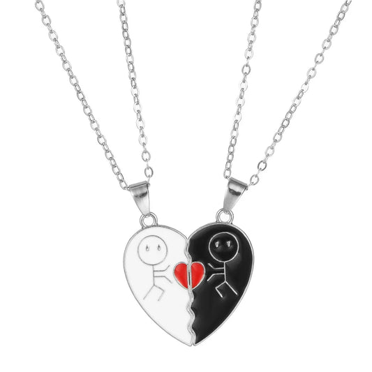 Collana di Coppia Chiave & Cuore Spezzato • Silver Plated • Promessa & Unione | LoveDrop™ Italia
