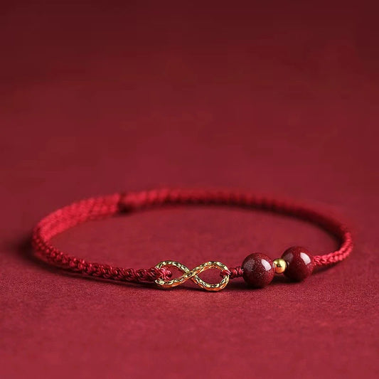 Bracciale Filo Rosso Fortuna – Loto + Infinito con Perle Cinnabro (Unisex)