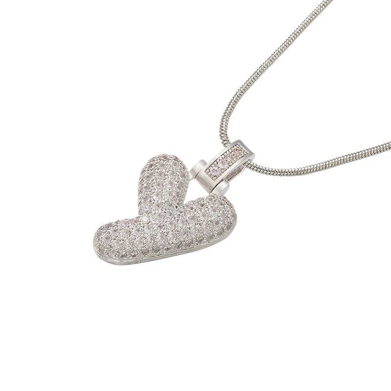 Collana Iniziale Bubble con Zirconi CZ • Silver Color • Lettera A–Z • Eleganza Personalizzata | LoveDrop™ Italia