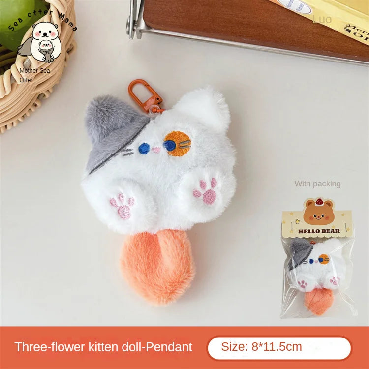 Ciondolo Gatto Peluche Carino | Portachiavi Decorativo per Zaino & Borsa