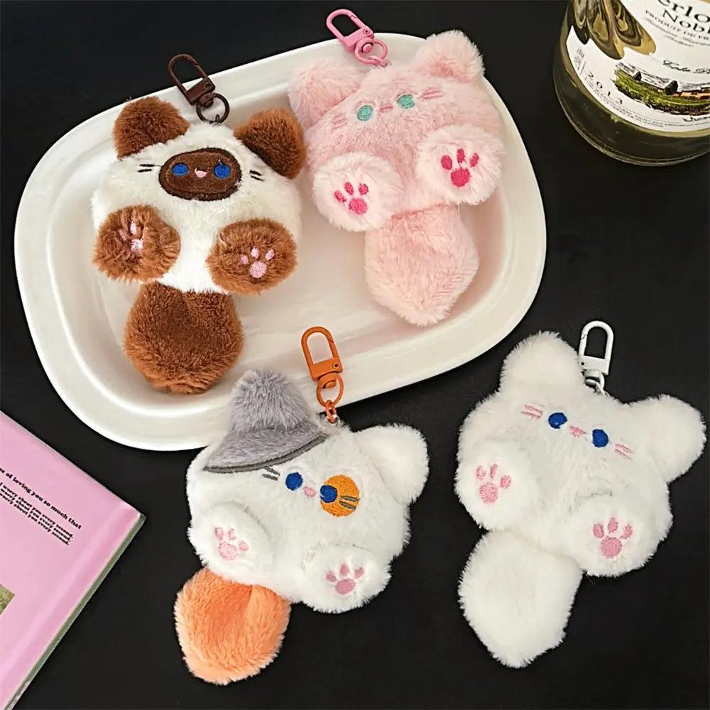 Ciondolo Gatto Peluche Carino | Portachiavi Decorativo per Zaino & Borsa