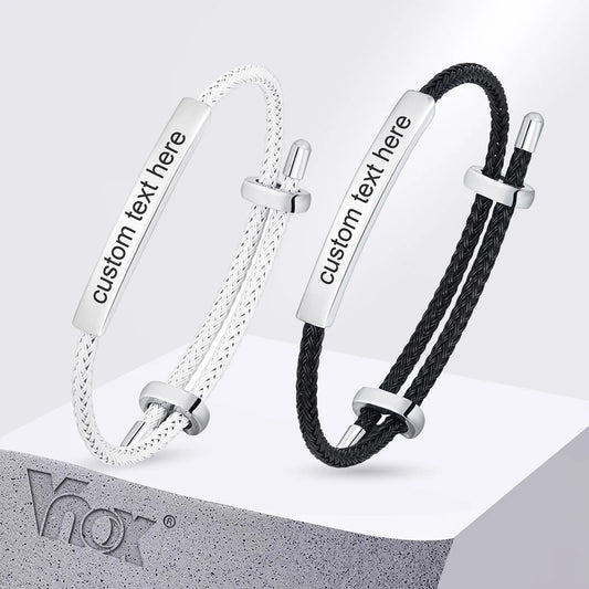 Bracciale Uomo Barra Incisa Personalizzata – Bangle Corda Attorcigliata (Acciaio)