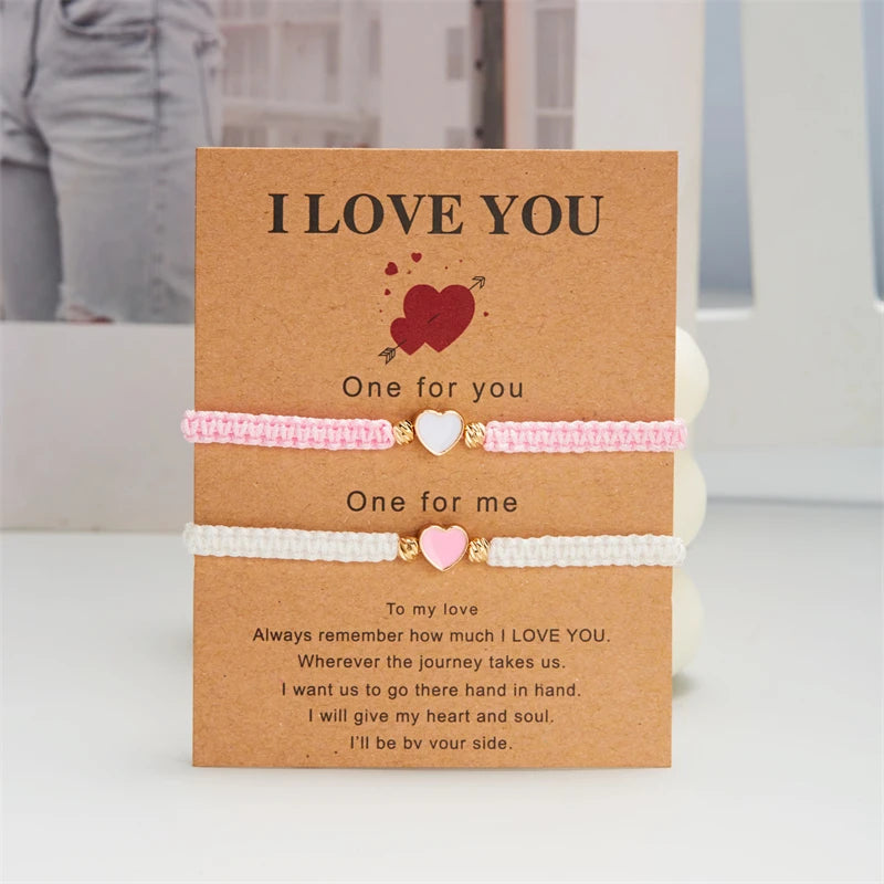 Bracciali Coppia Intrecciati – Cuore Romantico Bianco & Nero