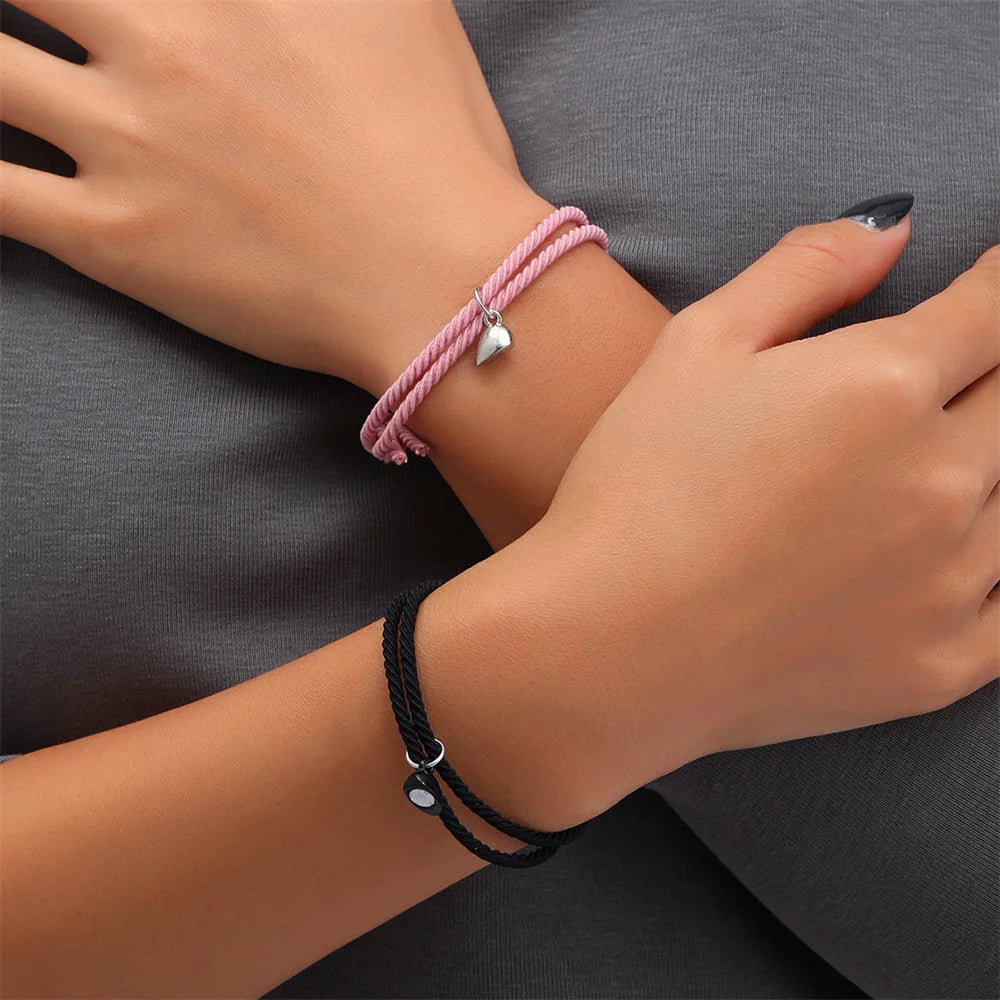 Bracciali di Coppia Magnetici – Cuore & Chiave Intrecciati