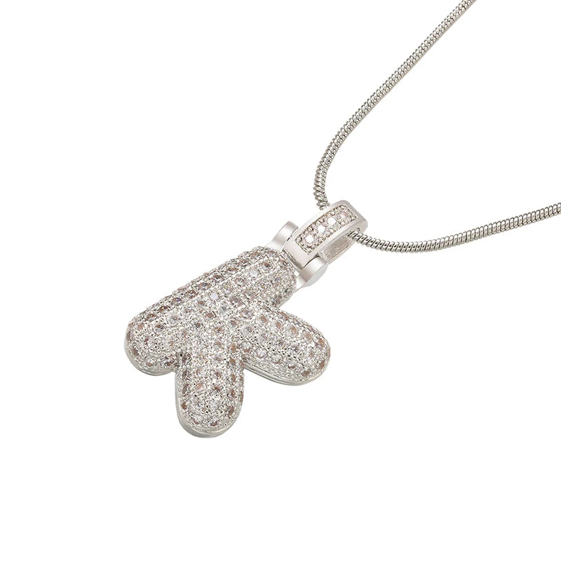 Collana Iniziale Bubble con Zirconi CZ • Silver Color • Lettera A–Z • Eleganza Personalizzata | LoveDrop™ Italia