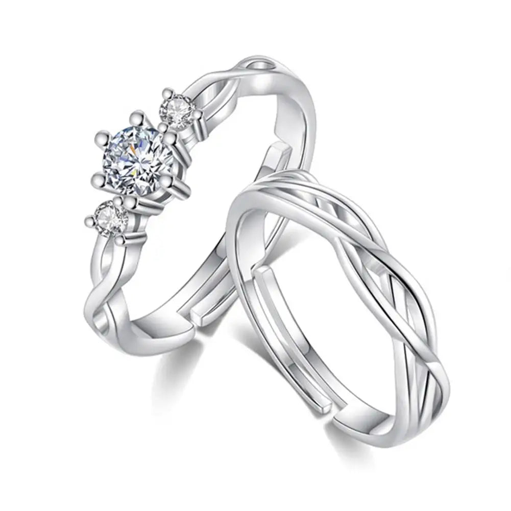 Coppia di Anelli Romantici Regolabili in Argento | Stile Minimal Coreano