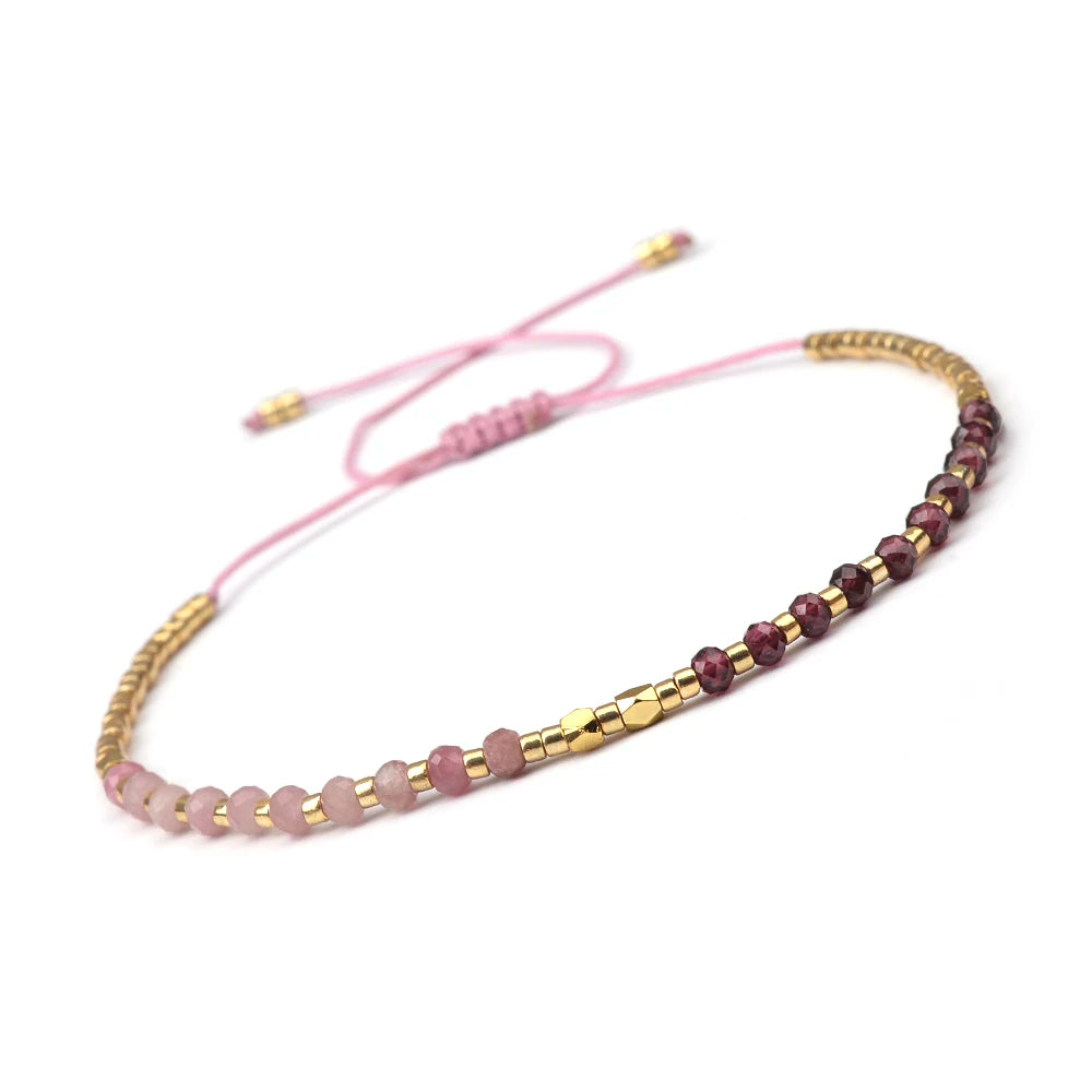 Bracciale Sottile 2x3mm in Pietra Naturale – Unisex Regolabile