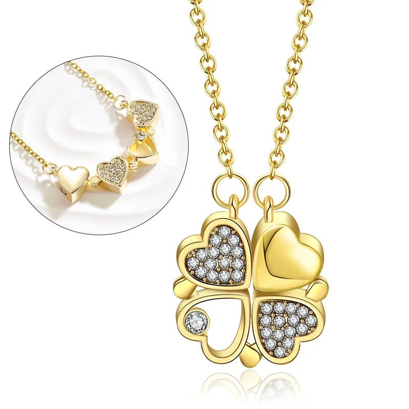 Collana Magnetica Cuore & Quadrifoglio in Acciaio 316L | LoveDrop