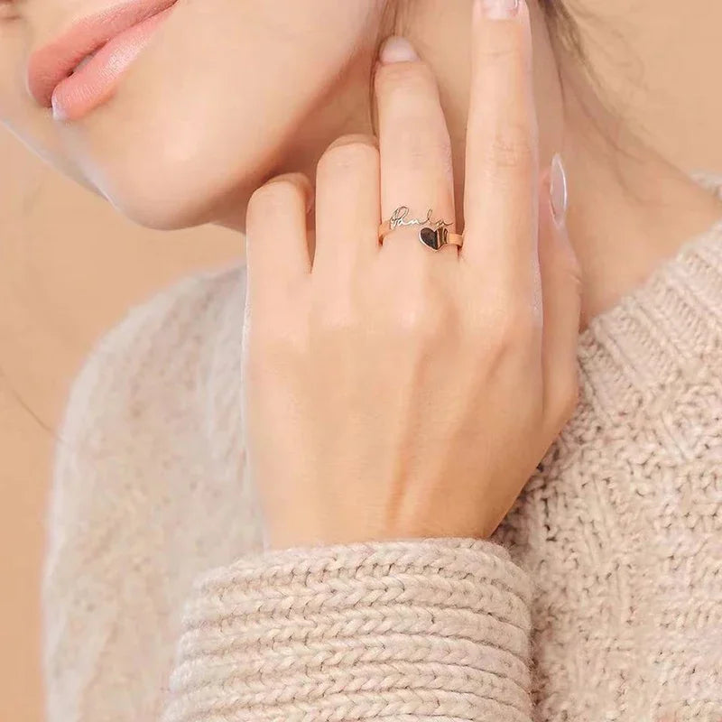 Anello Nome Personalizzato | Cuore & Promessa d’Amore