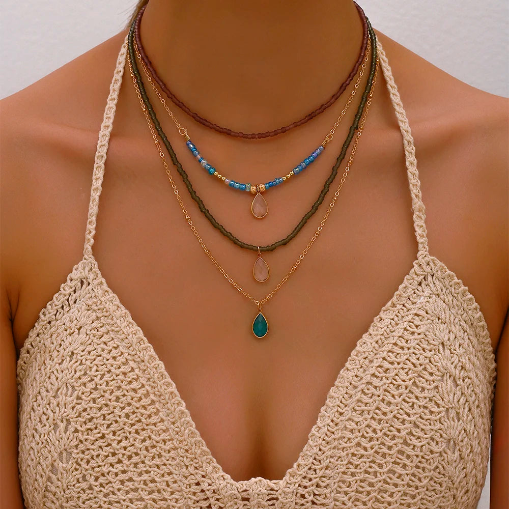 Collana Bohemia Multistrato Handmade • Perline Colorate & Cristallo • Stile Estivo Fashion | LoveDrop™ Italia