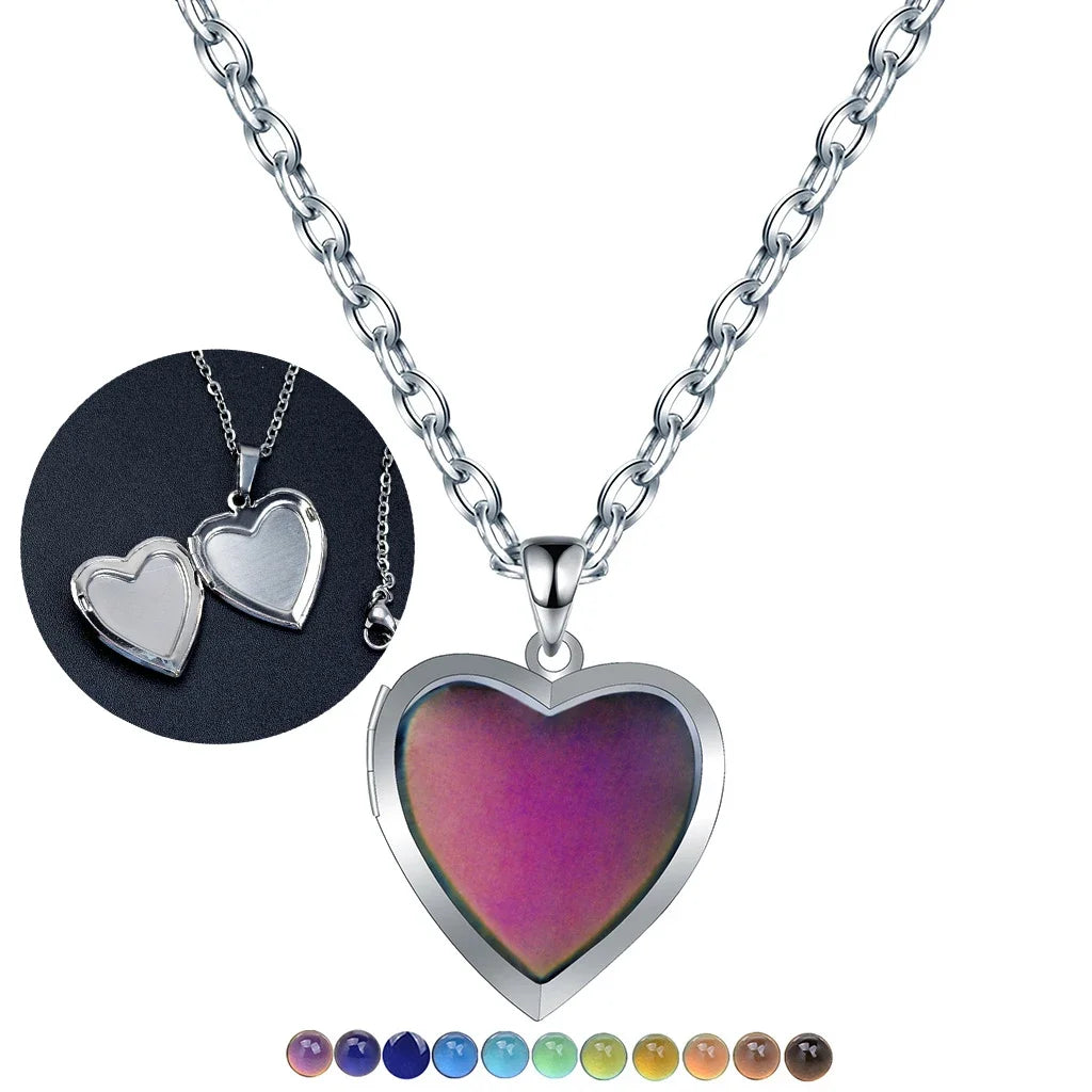Collana Mood Locket Cuore • Termocromatica + Foto • Acciaio | LoveDrop™ Italia