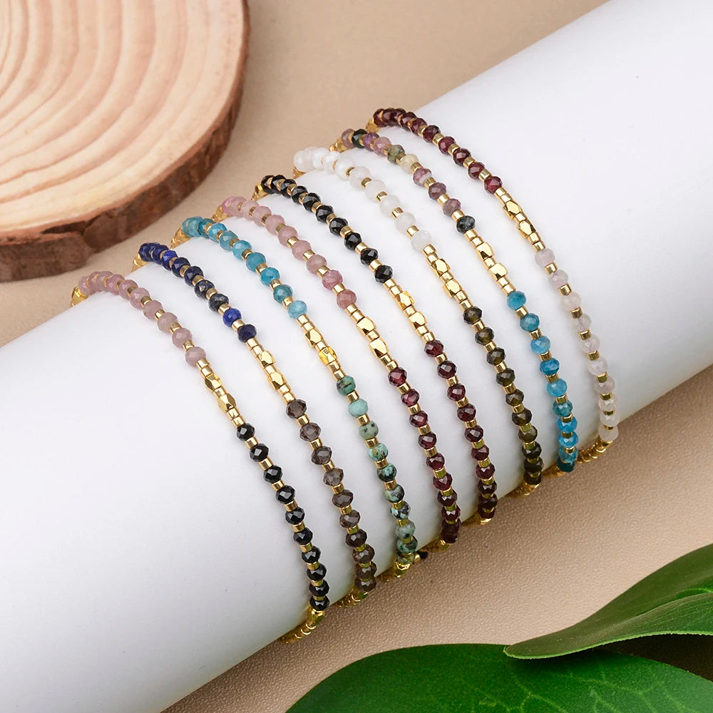 Bracciale Sottile 2x3mm in Pietra Naturale – Unisex Regolabile