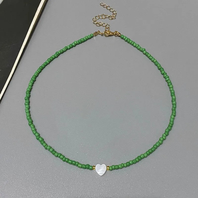 Collana Choker Cuore in Conchiglia Naturale • Perline Colorate Estate | LoveDrop™ Itali