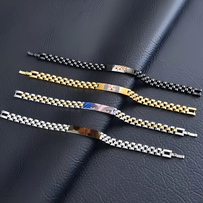 Bracciale Personalizzato Foto & Testo – Acciaio Inossidabile