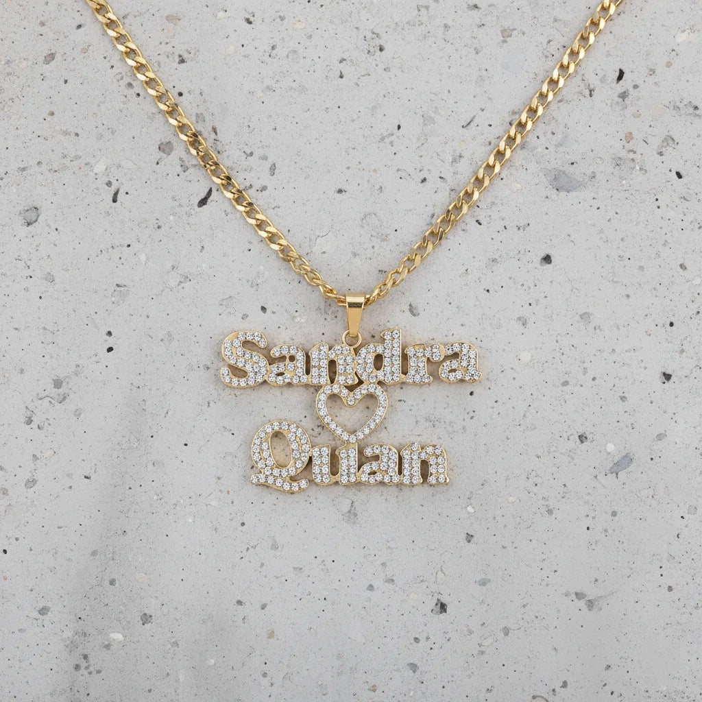 Collana Personalizzata Doppio Nome con Cuore | Zirconi Premium 2025