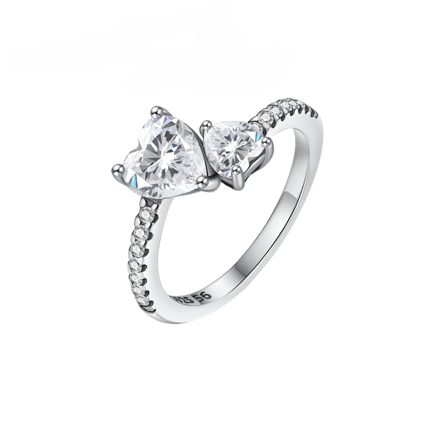 Anello di Coppia 925 Silver | Fiocco Rosa & Cuore Cristallo 2025