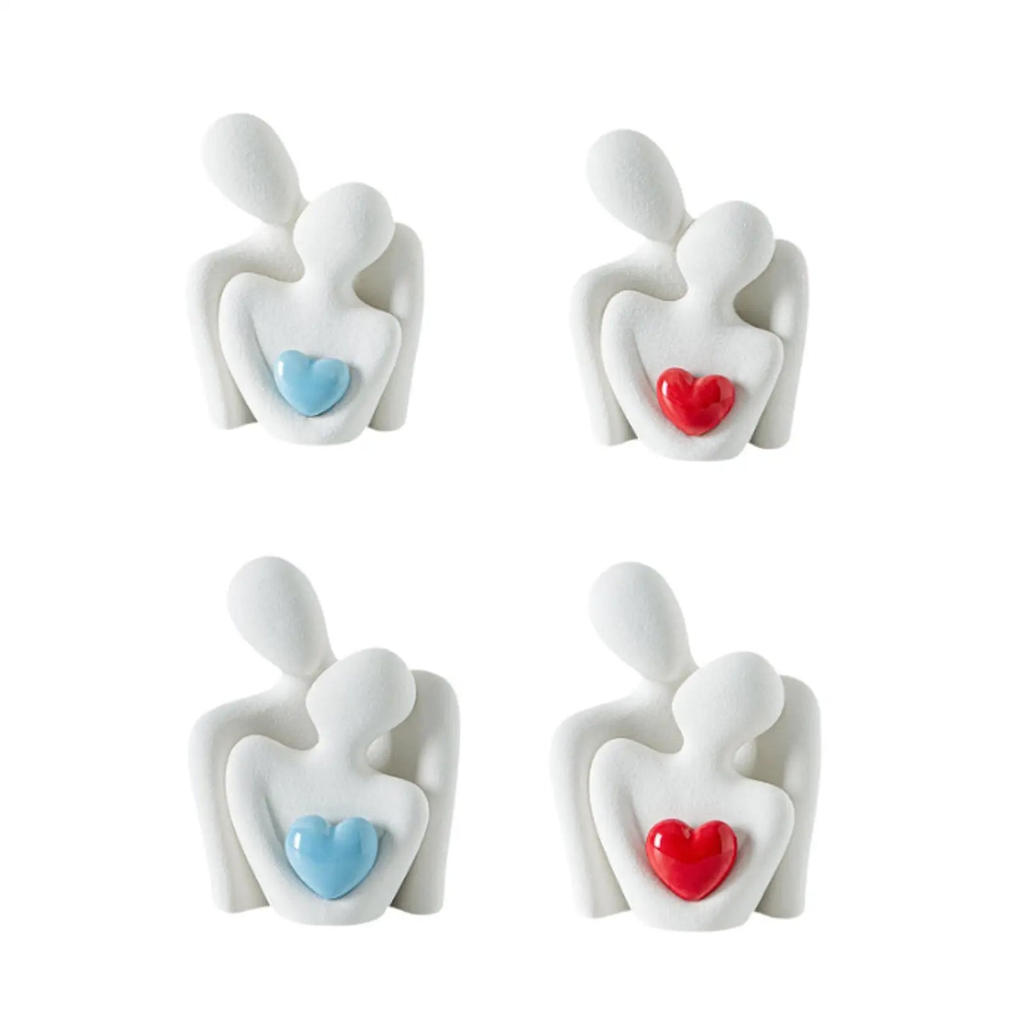 Statua Astratta in Ceramica “Coppia che si Abbraccia” – Decorazione Romantica per Casa e Regalo Anniversario