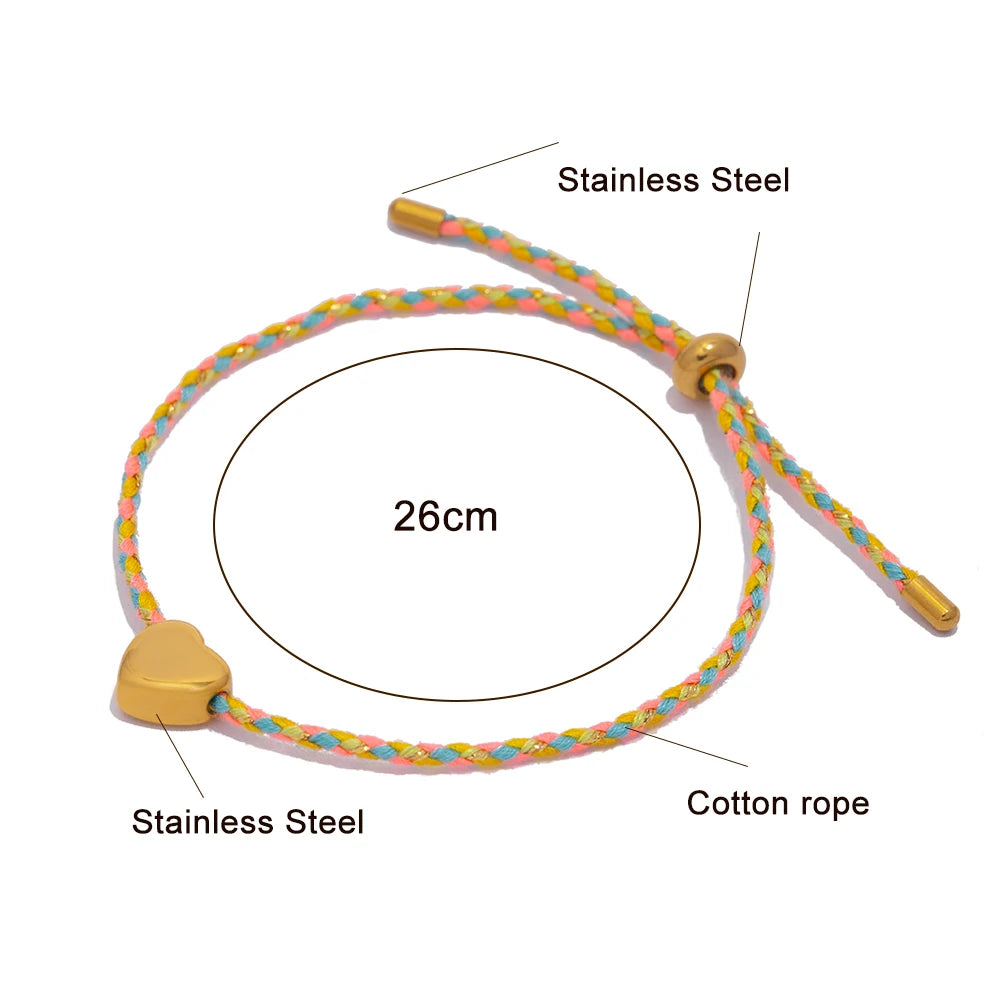 Bracciale Intrecciato Colorato – Cuore Regolabile per Coppie & Amicizia