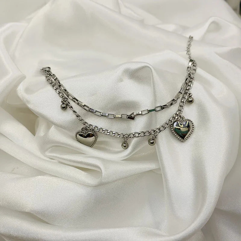 Bracciali Coppia Stile Retrò – Doppio Strato con Cuore Pesca