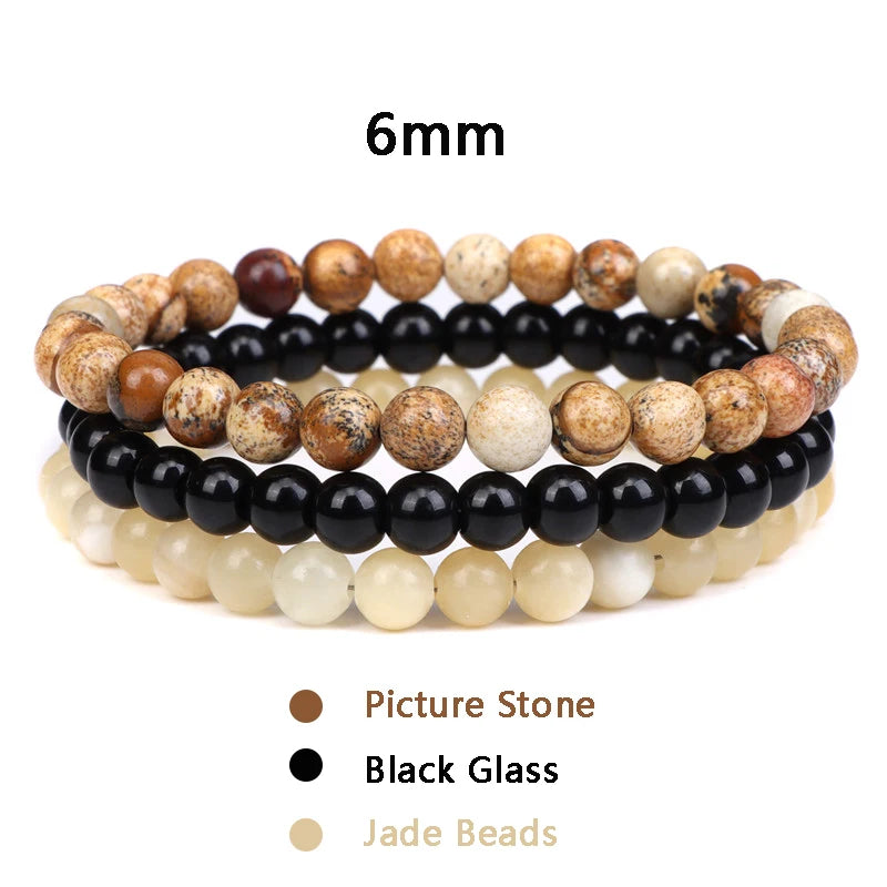 Bracciale di Coppia Distanza – Set 3 Pietre Naturali