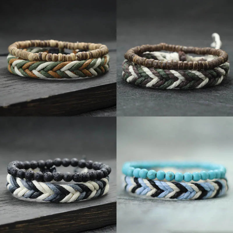 Set Bracciali Uomo 2 Pezzi – Occhio di Tigre & Lava Naturale