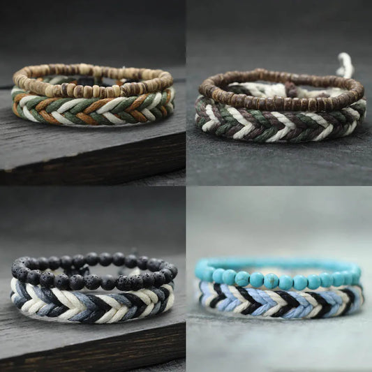 Set Bracciali Uomo 2 Pezzi – Occhio di Tigre & Lava Naturale