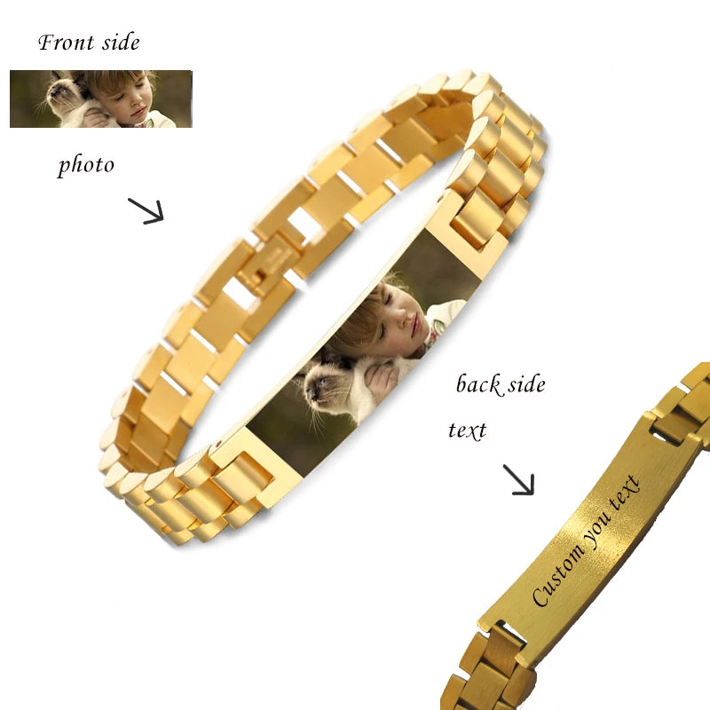 Bracciale Personalizzato Foto & Testo – Acciaio Inossidabile