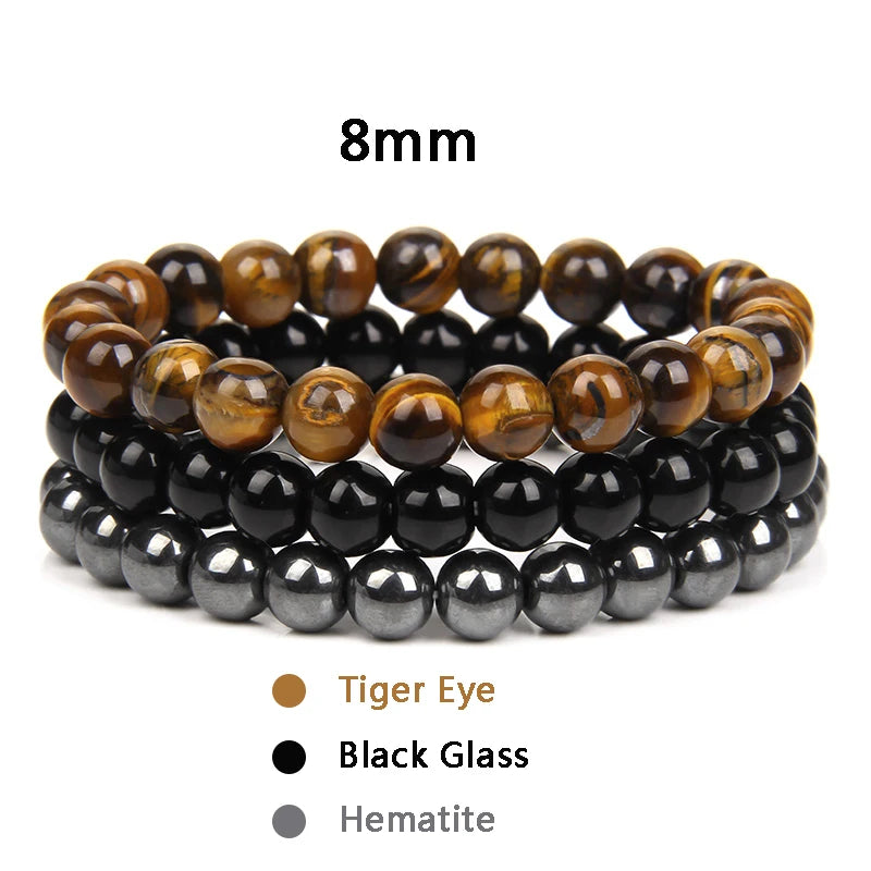 Bracciale di Coppia Distanza – Set 3 Pietre Naturali