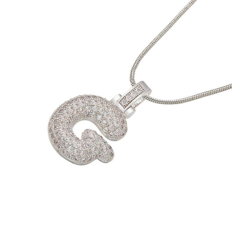 Collana Iniziale Bubble con Zirconi CZ • Silver Color • Lettera A–Z • Eleganza Personalizzata | LoveDrop™ Italia