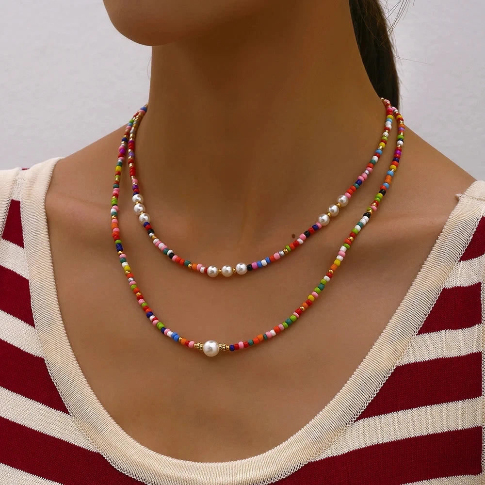 Collana Bohemia Multistrato Handmade • Perline Colorate & Cristallo • Stile Estivo Fashion | LoveDrop™ Italia