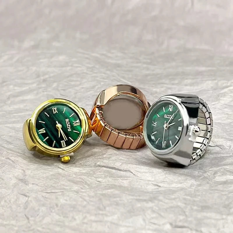 Anello Orologio Verde per Coppie – Design Creativo in Lega con Quadrante Rotondo