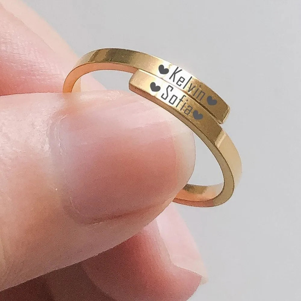 Anello Doppio Nome Personalizzato | Stacked Gold & Coppia