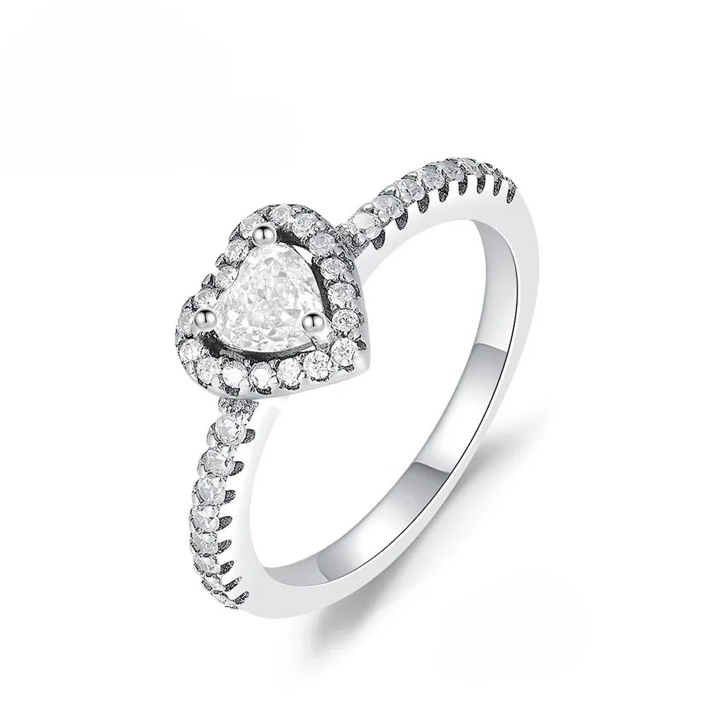 Anello di Coppia 925 Silver | Fiocco Rosa & Cuore Cristallo 2025