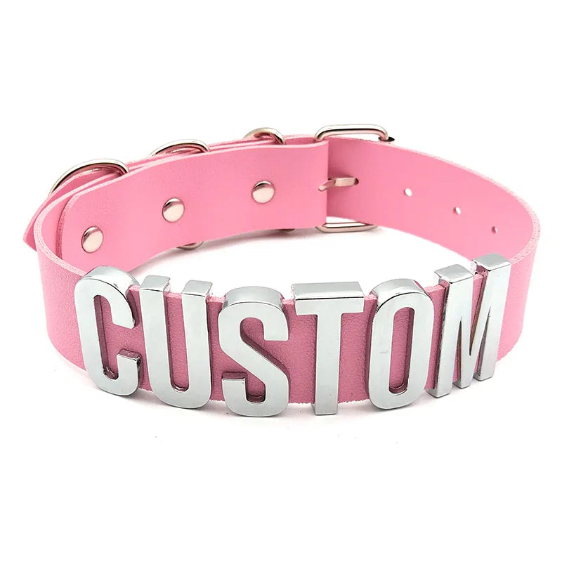 Choker Rosa Personalizzato in Pelle PU • Lettere Custom Name • Stile Punk Fashion | LoveDrop™ Italia