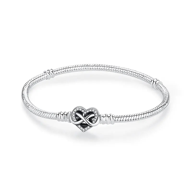 Bracciale 925 Sterling Silver – Snake Chain con Charm Cuore