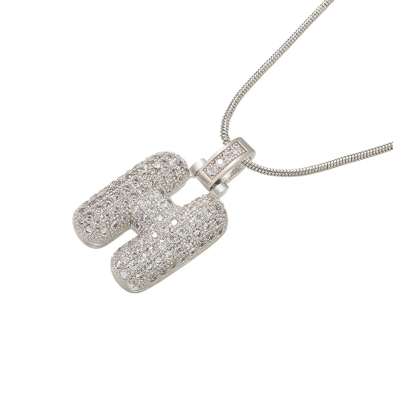 Collana Iniziale Bubble con Zirconi CZ • Silver Color • Lettera A–Z • Eleganza Personalizzata | LoveDrop™ Italia