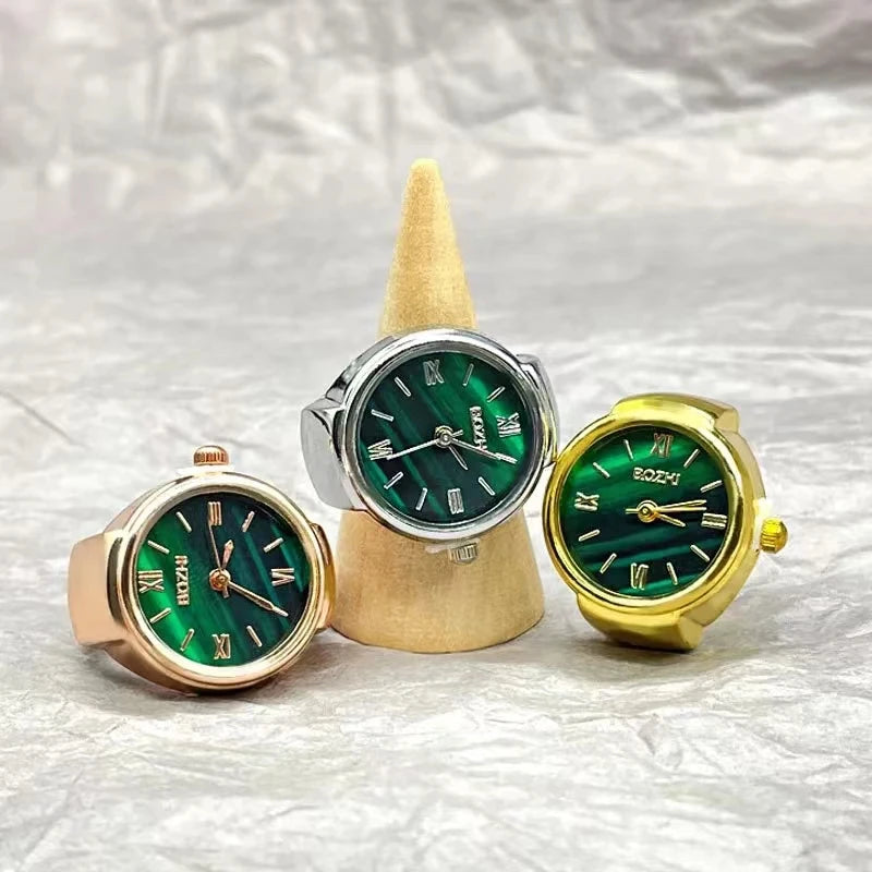 Anello Orologio Verde per Coppie – Design Creativo in Lega con Quadrante Rotondo