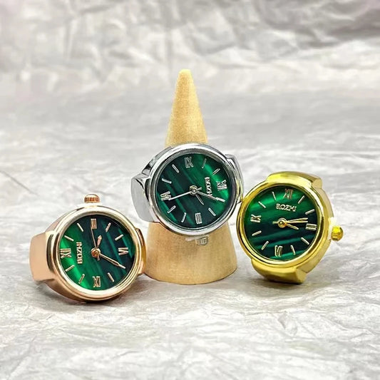 Anello Orologio Verde per Coppie – Design Creativo in Lega con Quadrante Rotondo