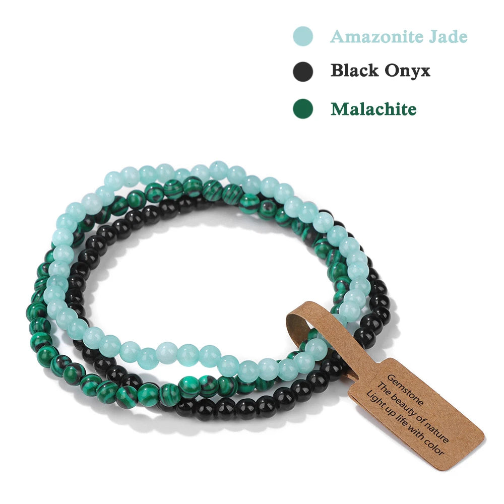 Set Bracciali Pietre Naturali Verdi – Moss Agate & Onyx 3 Pezzi