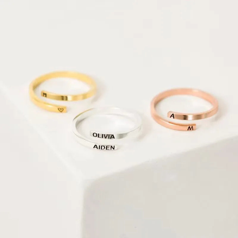 Anello Doppio Nome Personalizzato | Stacked Gold & Coppia