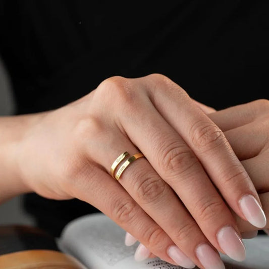 Anello Doppio Nome Personalizzato | Stacked Gold & Coppia