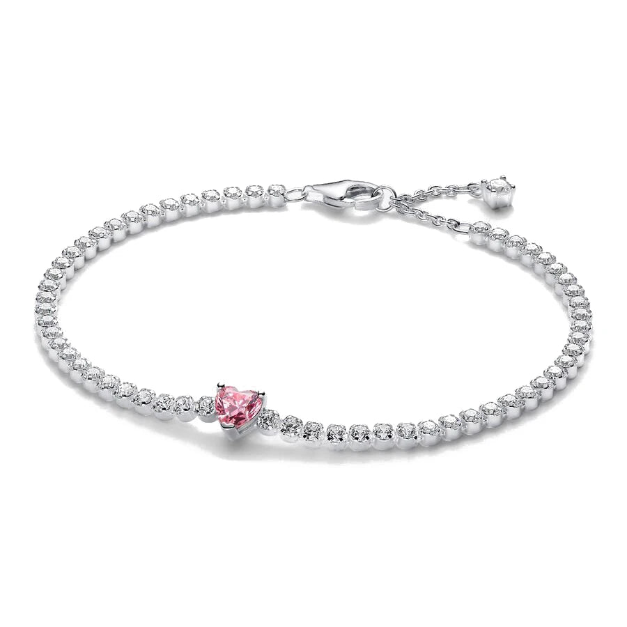 Bracciale Argento 925 con Zirconi Colorati – Heart Disc Regolabile