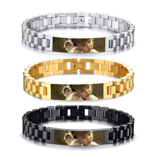 Bracciale Personalizzato Foto & Testo – Acciaio Inossidabile