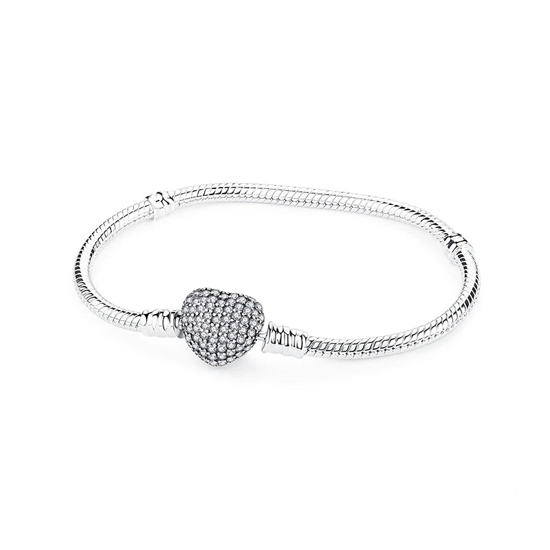 Bracciale 925 Sterling Silver – Snake Chain con Charm Cuore