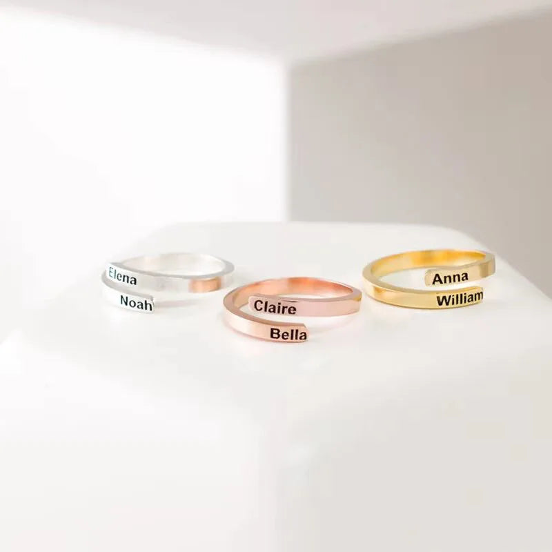 Anello Doppio Nome Personalizzato | Stacked Gold & Coppia