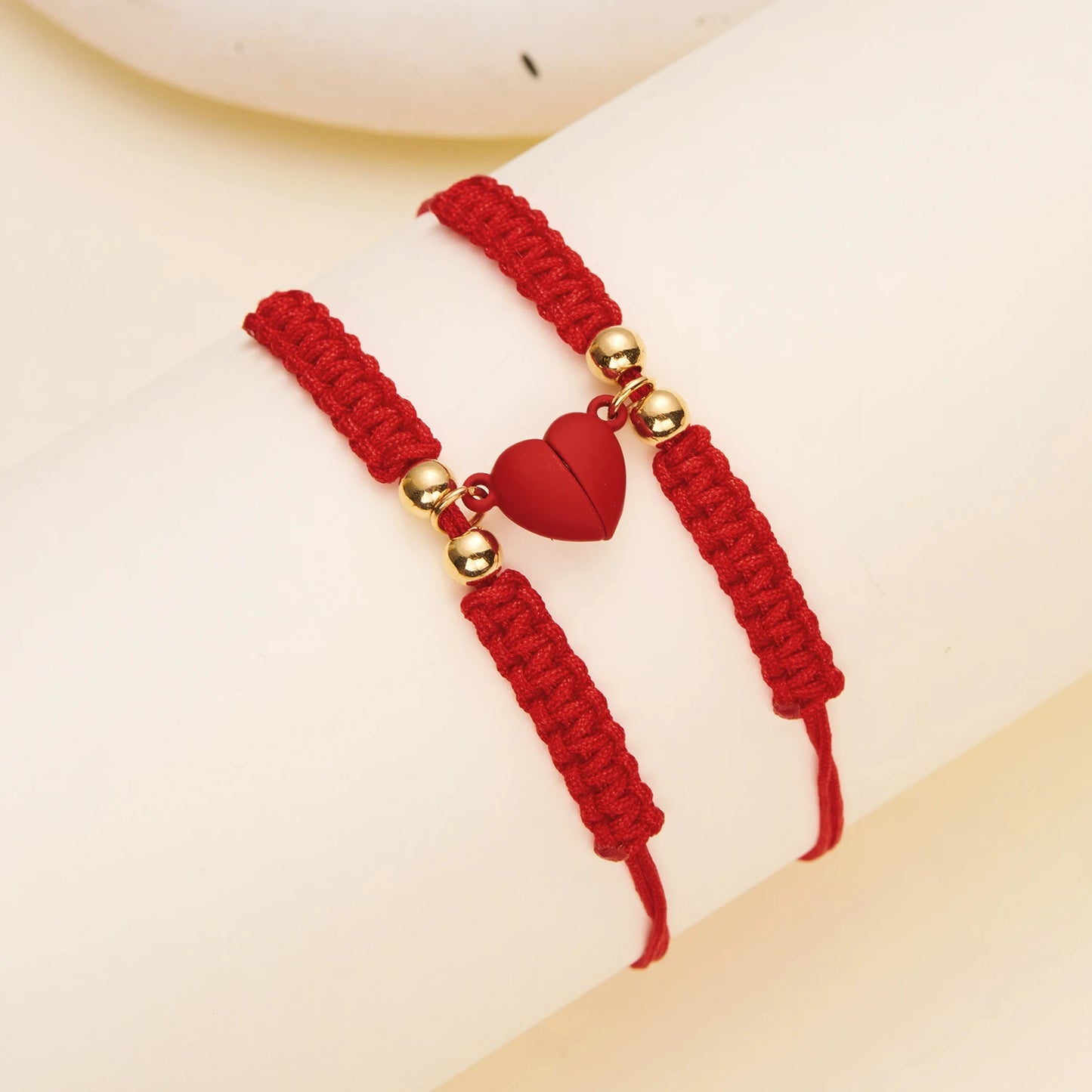 Bracciali Portafortuna Rossi – Cuore Magnetico Intrecciato Coppia