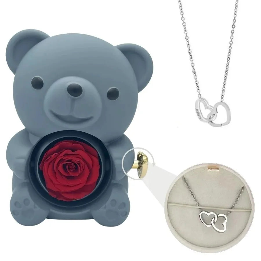 Collana Cuore Personalizzata con Nomi + Gift Box Orsetto | Regalo Romantico