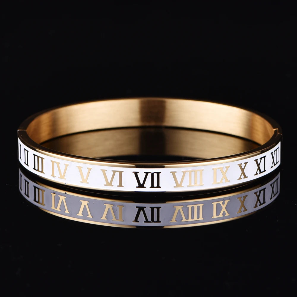 Bracciale Bangle Numeri Romani – Acciaio Smaltato Unisex